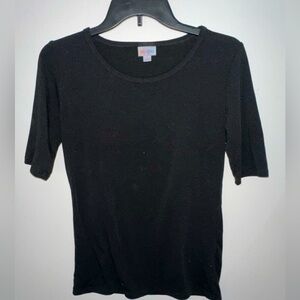 LulaRoe black scoop neck form fitting black jersey “T” EUC size XS (runs small)